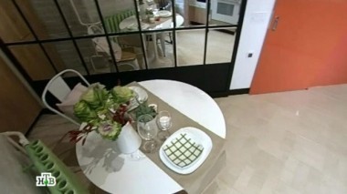 Кухня в стиле патио с зеркалами и зеленым оазисом
